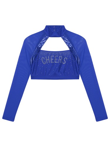 Women Cheer Uniform Tops Night Club Crop Top Rhinestone Cheerleader Costume - Picture 39 of 87