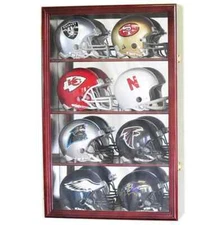 Mini Helmet Display Case 8+ Football Riddell Cherry Wood NFL Cabinet Shadow Box