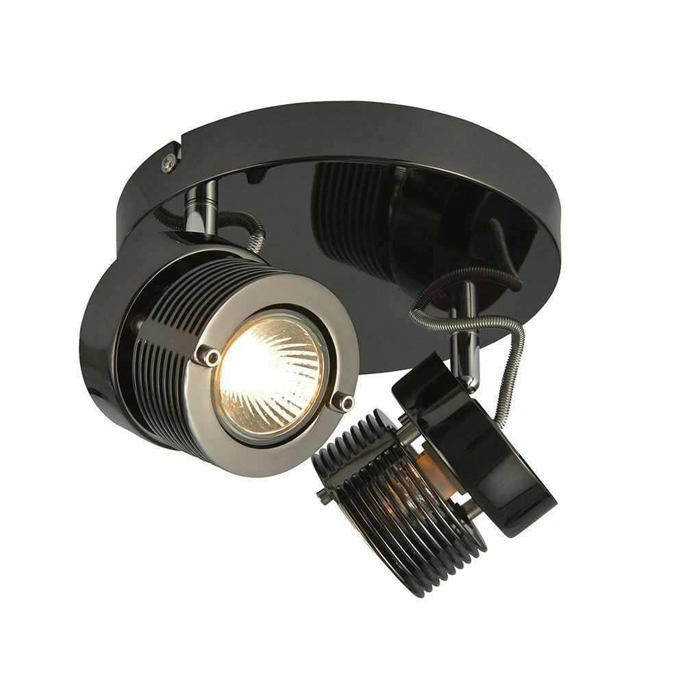 Litecraft Spotlight Plate Industrial Adjustable 2 Light - Black Chrome Clearance