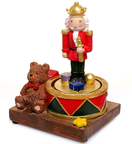 Spinning Nutcracker LED Christmas Decoration Winter Scene Rotating Lighted 5"x6" - Bild 1 von 3