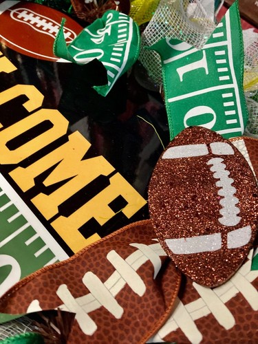 "Football Welcome" HANDMADE, Deco Mesh Wreath! 24–27" Door Decor - Picture 2 of 8