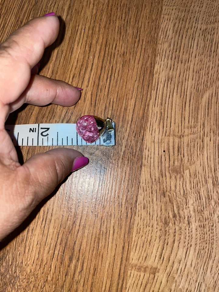 Кулон золотистый натуральный розовый камень - Изображение 2 из 4