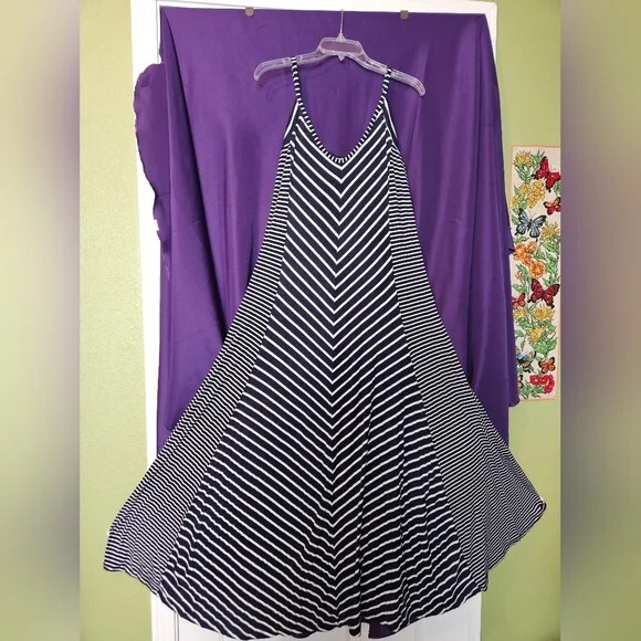 cynthia rowley maxi dress S Navy/Wite Striped Patteren | eBay