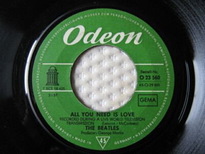 The Beatles ALL YOU NEED IS LOVE / BABY YOU`RE A RICH MAN  Odeon VINYL Single 7''