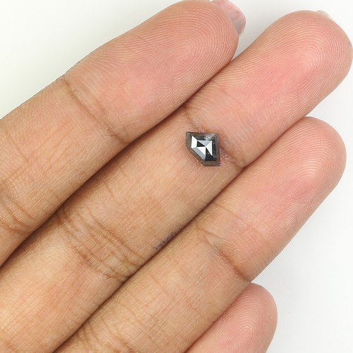 0.63 Ct Natural Loose Shield Cut Diamond 4.80 MM Salt And Pepper Diamond LQ1020 - Picture 3 of 8