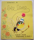 Bee with Cake! vintage Birthday greeting card *CC14