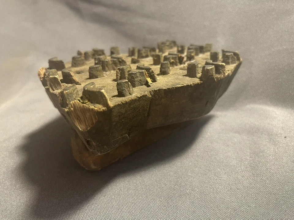 Antique Primitive Carved Wooden Textile Stamp Printing Block - Image 2 of 4