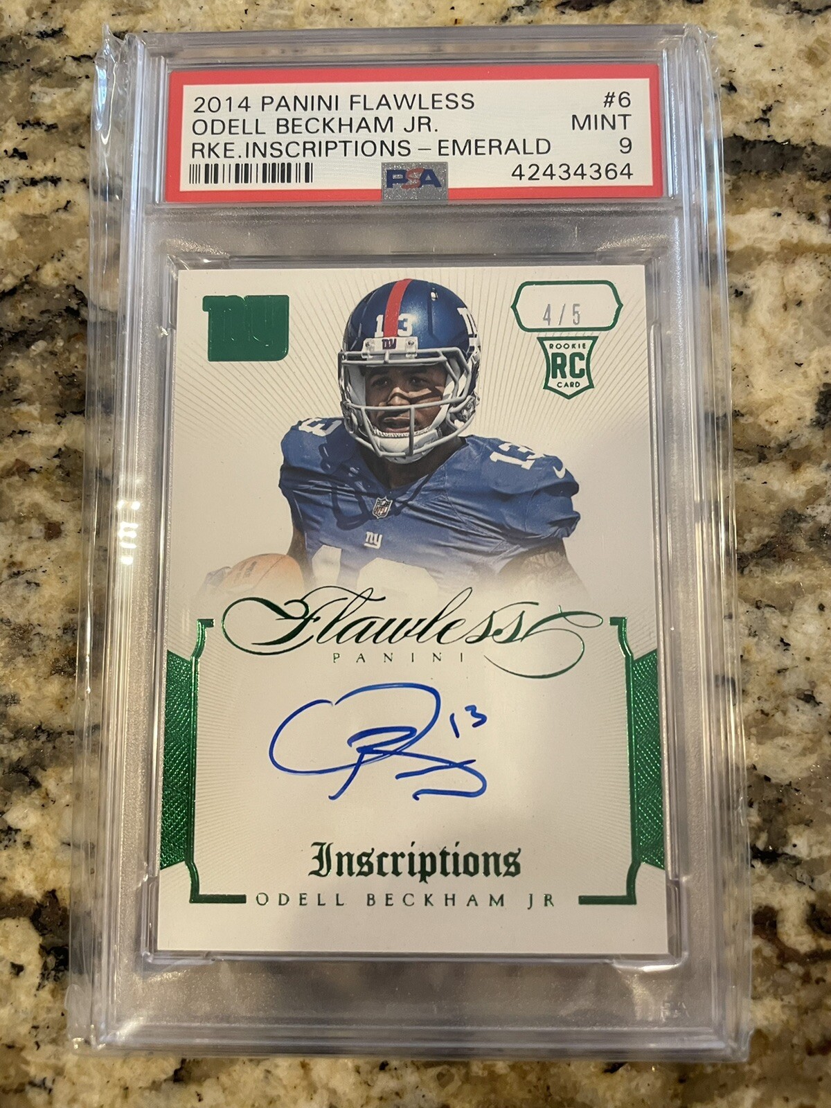 Odell Beckham Jr. Panini Flawless Rookie Inscriptions #6 Emerald