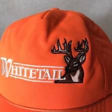 Vtg Orange Whitetail Deer Ball Cap Foam Lined Hat SnapBack USA Hunting MMB