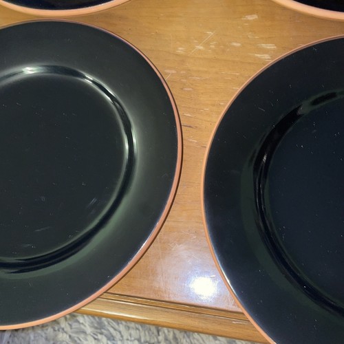 4 ROMERTOPF Vtg Pottery Terra Rosa Reco Glazed Clay 10" Plates Deep Blue Black - Picture 6 of 14