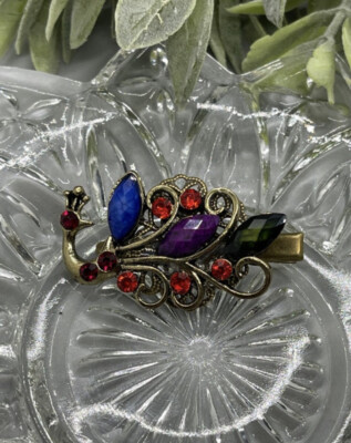 Bridal Wedding Peacock Multi Color 2.0” Alligator Clip  display picture 1