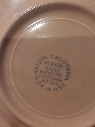 4 Vintage VERNON KILNS AUTHENTIC NATIVE CALIFORNIA POTTERY 6.5" Bread Plates - Picture 5 of 5
