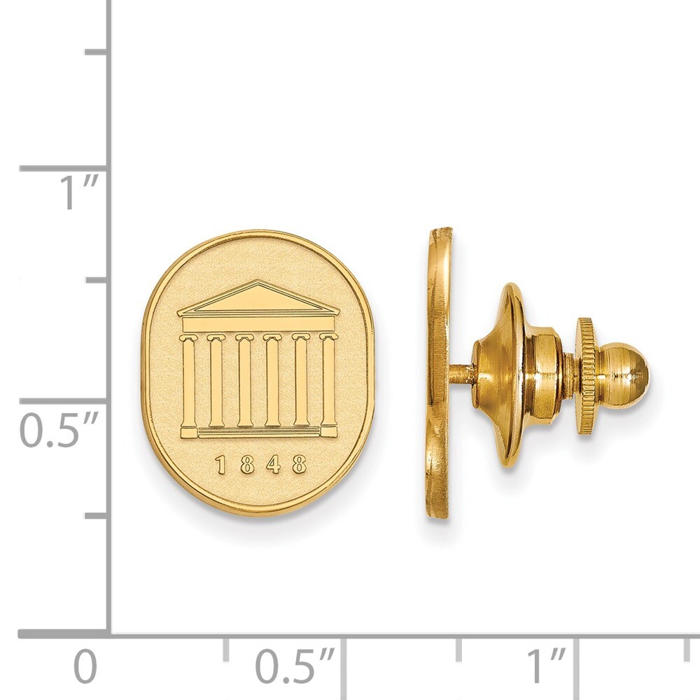 Spilla da bavero crest Università del Mississippi placcata oro argento sterling di LogoArt foto 2