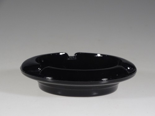 Deco L.E. de colección Cenicero redondo vidrio negro vidrio c.1930 - Imagen 3 de 3