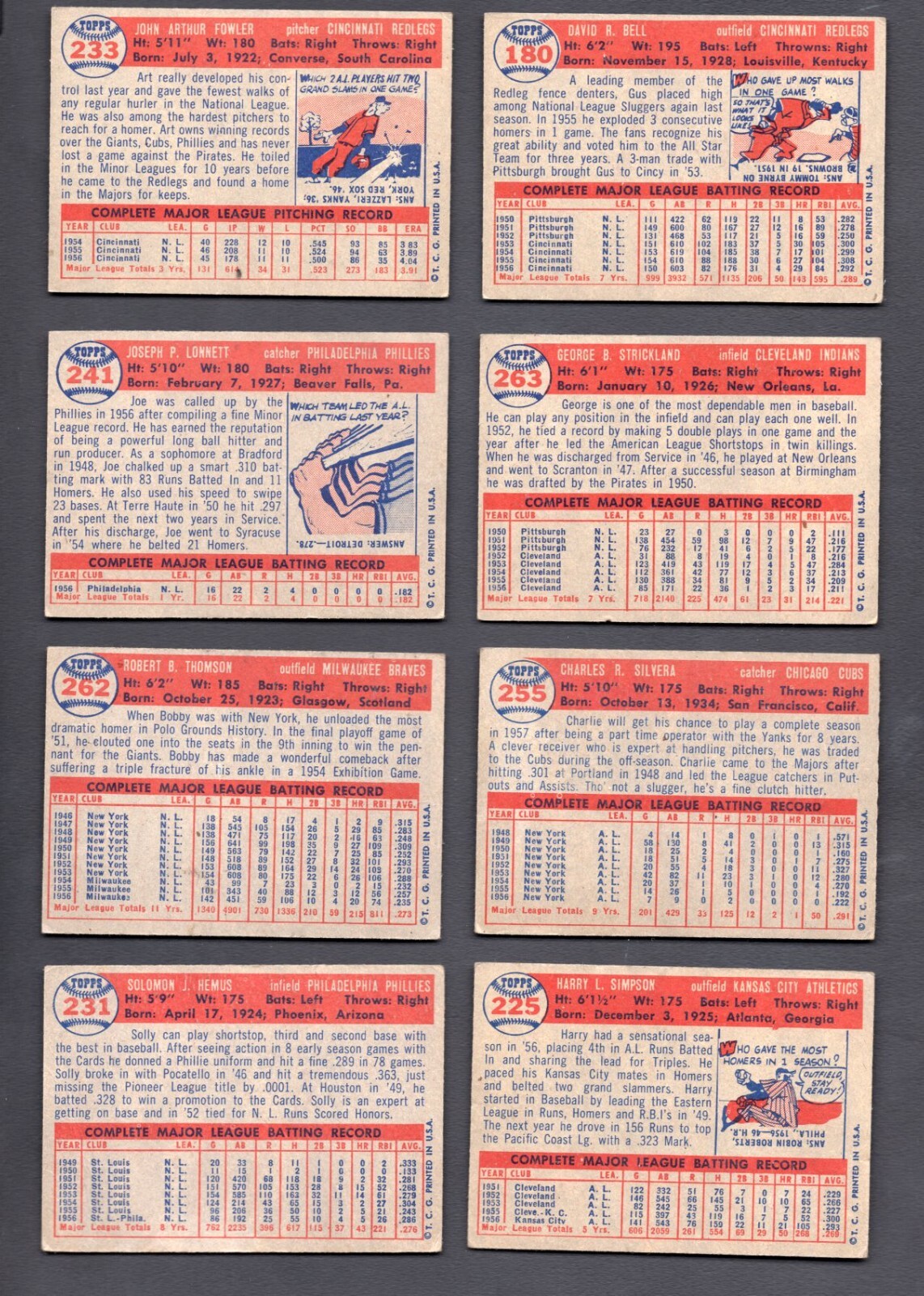 (25) 1957 Topps Baseball Card Lot25 Diff. 's 3366 vgvg/exex+ Minor