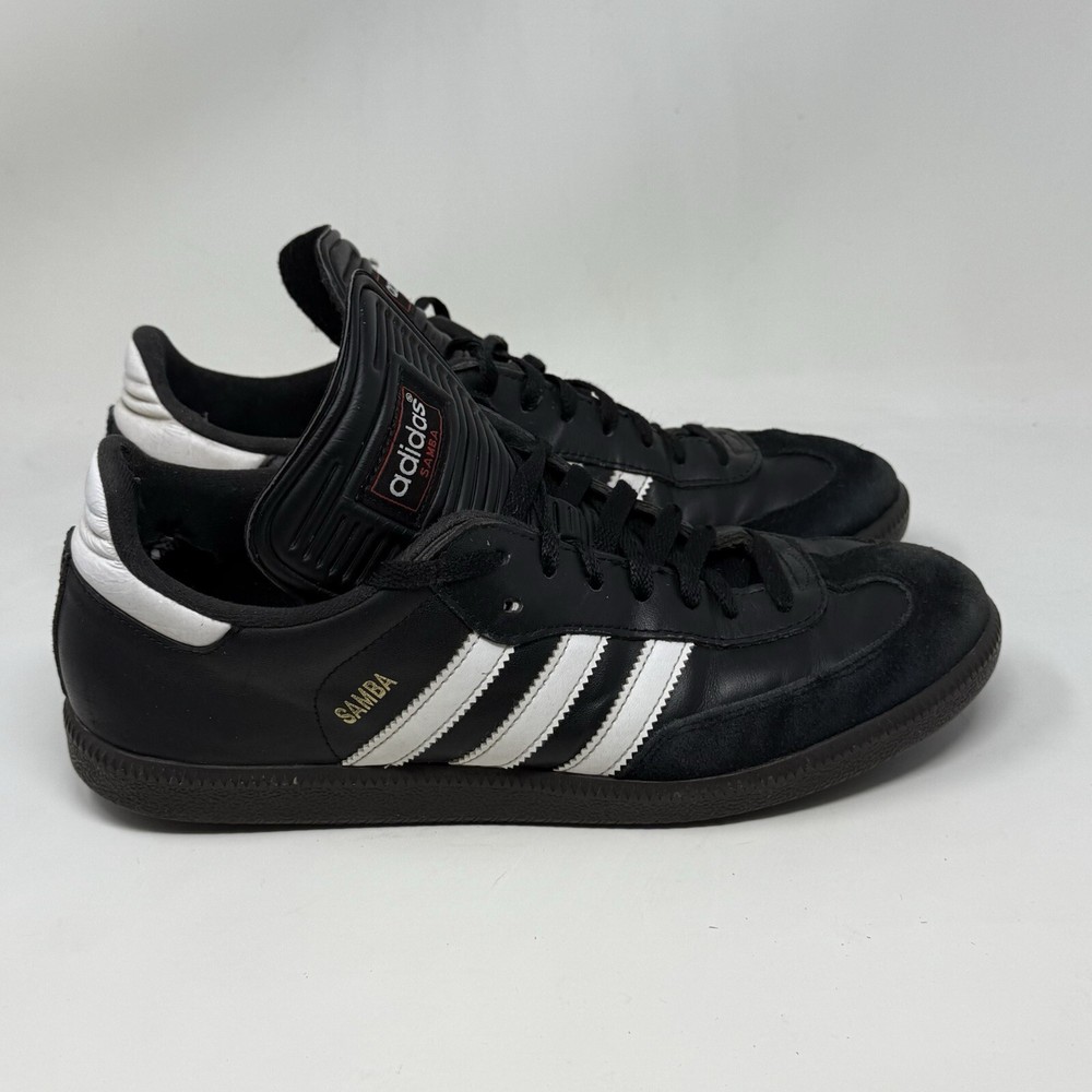 adidas Samba Classic Mens 10.5 Black Leather Suede Soccer Sneakers Low Top