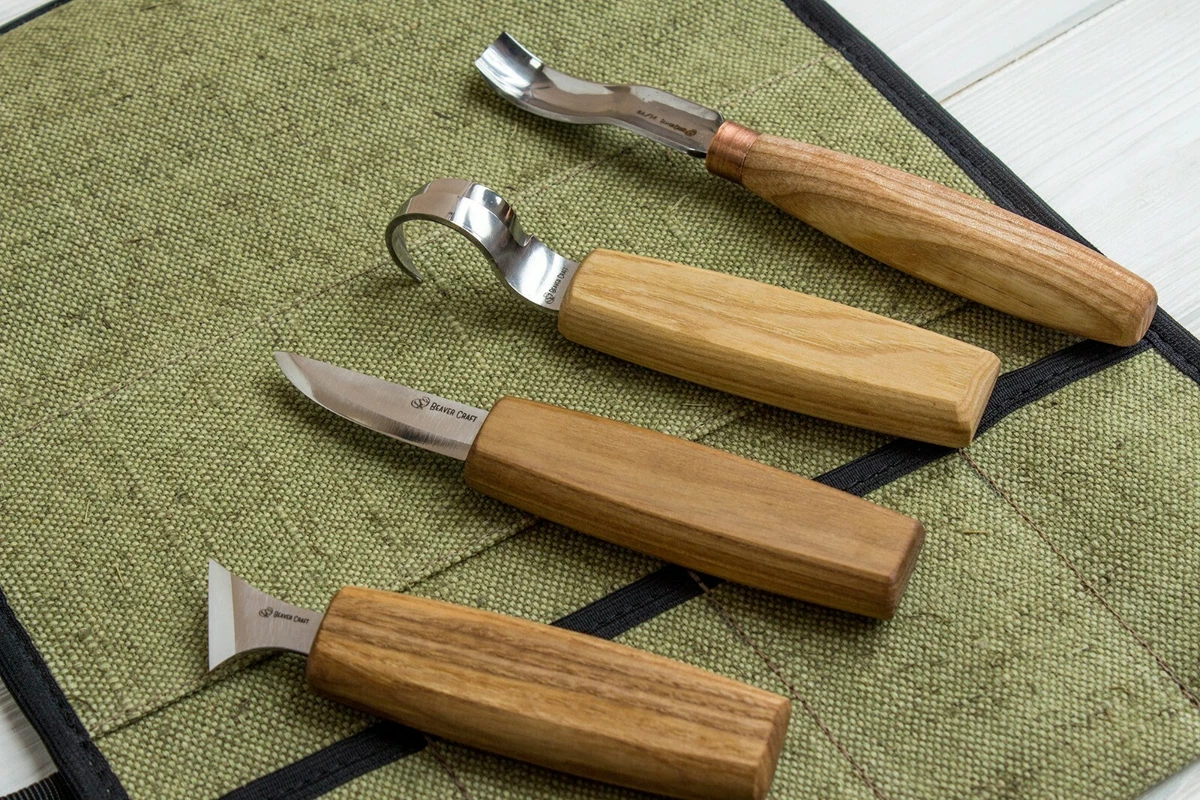 Spoon Carving Tools Wood Carving Tools Set 4 Tools in a Roll