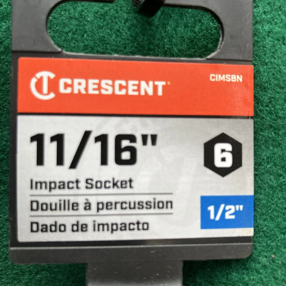 Crescent CIMS8N SAE 6-Pt Impact Socket 11/16" x 1/2"Drive shallow lifetime wty - Image 4 of 4
