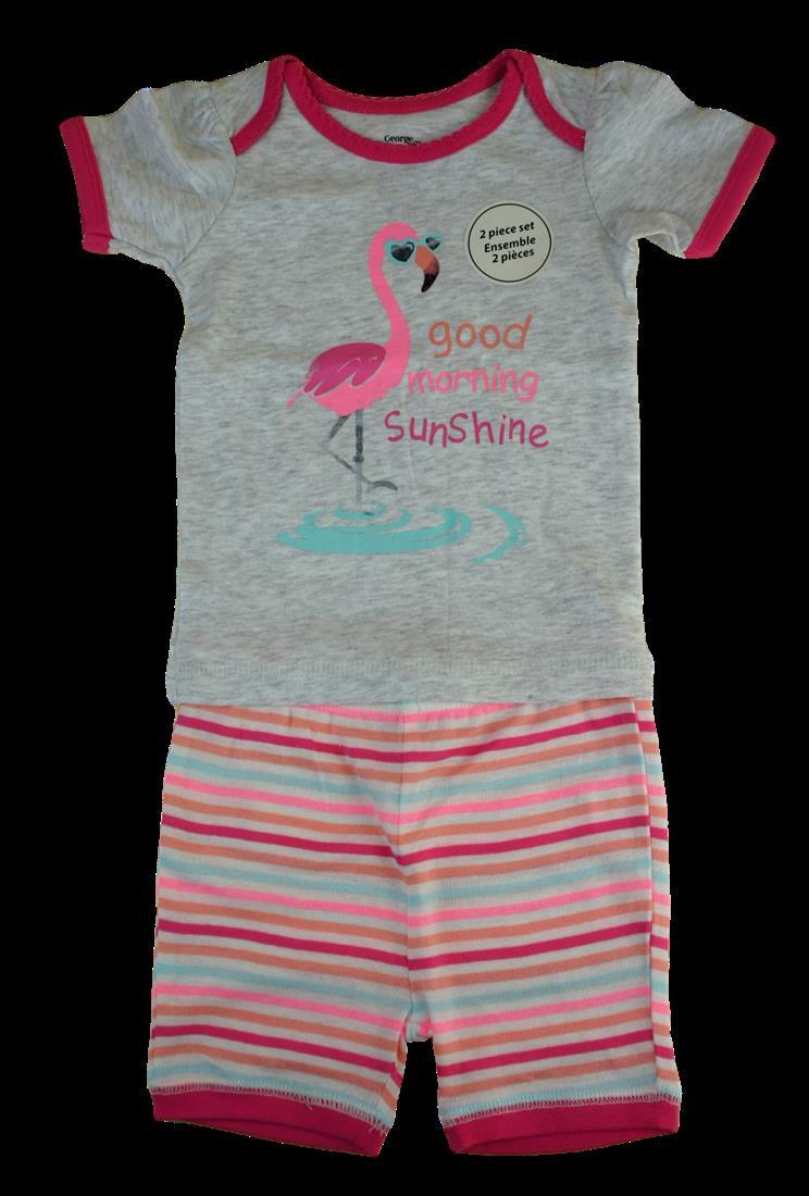 Ensemble Pyjama Bébé Fille George - 2 Pièces Rose - Taille 6-12 Mois - Neuf Avec étiquettes