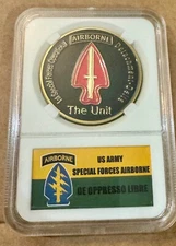 Army Special Forces Delta Force challenge coin in case