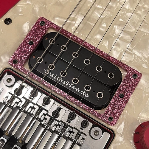 Guitar Parts Humbucker Pickup Flat Bezel Acrylic MOUNTING RING - SPARKLE PINK