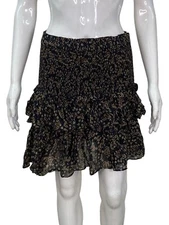 Isabel Marant Etoile Women's Floral Printed Naomi Smocked Ruffle Mini Skirt M 38