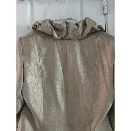 Adrianna Papell Evening Essentials Blazer Womens Size 14 Ruffled Single Breasted - Picture 12 of 15