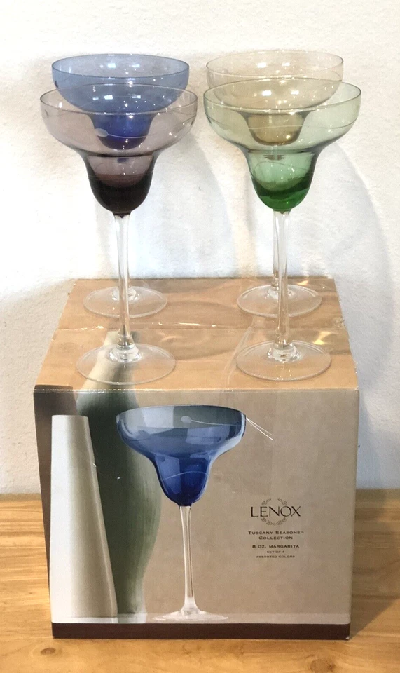 JUEGO RETIRADO 4 VASOS MARGARITA CRISTAL GRABADO COLECCIÓN TOSCANA LENOX Foto 2 de 4