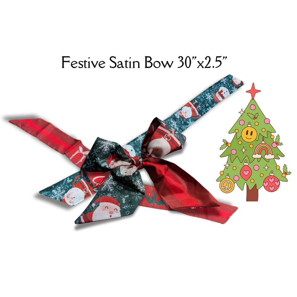 Lujoso arco de satén festivo de Navidad 30"x2,5" Foto 3 de 3