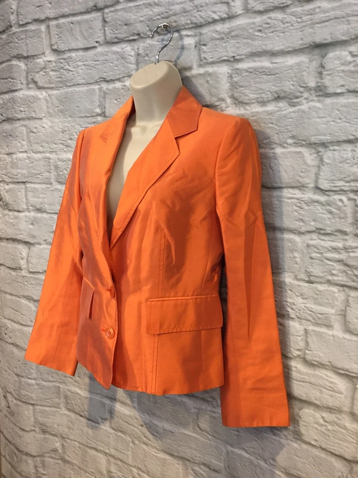 NUEVO GIANFRANCO FERRE BLANCO MUJER NARANJA SEDA TRAJE CHAQUETA BLAZER TALLA EU I 42 4/6 Foto 4 de 4