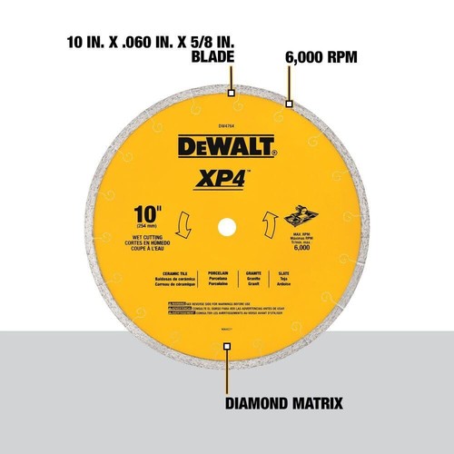 DEWALT DW4764 10-Inch by .060-Inch Premium XP4 Tile Blade Wet - Picture 2 of 7