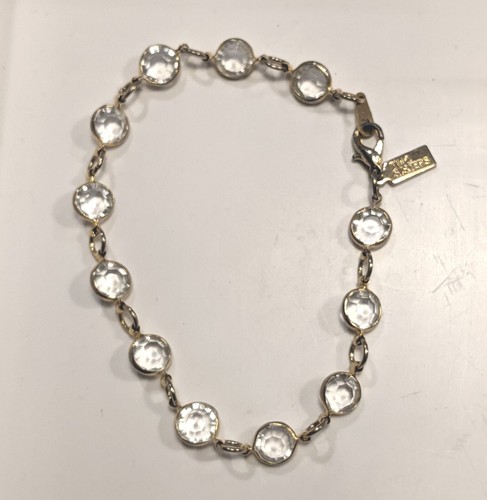 Two Sister's Gold Tone Halo Crystal Rhinestones 7" Bracelet Signed Tag