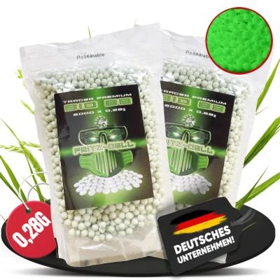 2 x 2000 Airsoft Softair Tracer Premium BBs Bio 6mm Fritz-Cell 0,28g im Beutel