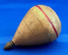 ANTIQUE WOODEN SPINNING TOP w/RED STRIPE