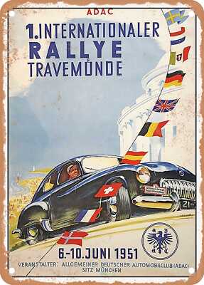 METAL SIGN - 1951 ADAC 1st International Rallye Travemunde Vintage Ad