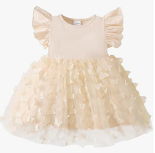 Baby Girl Butterfly Dress Tutu Ruffle Sleeveless Dresses 6-9 months Apricot NWT