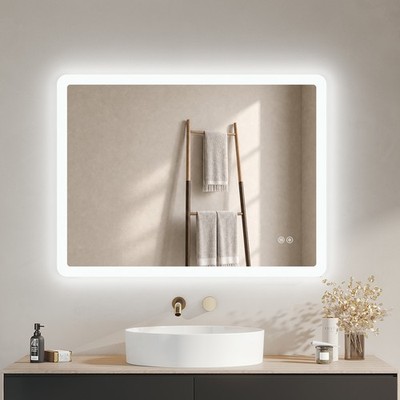 IMPTS LED Badezimmerspiegel mit Beleuchtung Beschlagfrei Badspiegel Kaltweiß
