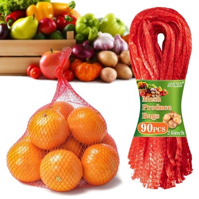 Sukh 90PCS Mesh Produce Bags - 24Inch Mesh Vegetable Bags Onion Storage