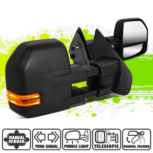 Manual Adjustment Side Towing Mirrors Amber LED Turn Signal for Ford F150 04-14