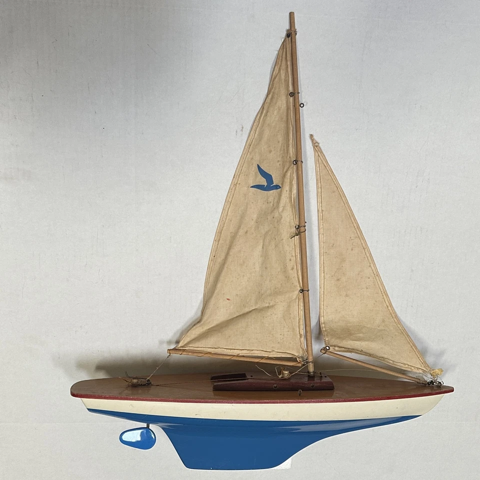 Vintage 21” Blue Seifert-Boot Weighted Pond Yacht Sailboat Made in Germany - Image 2 of 4