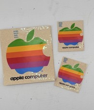 Lot of 3 VIntage Apple Computer Rainbow Logo Sticker Decal Macintosh 1980s NOS