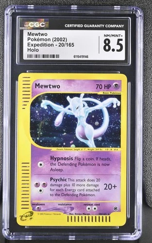 CGC 8.5 Mewtwo 2002 Expedition 20/165 Holo Pokemon Card
