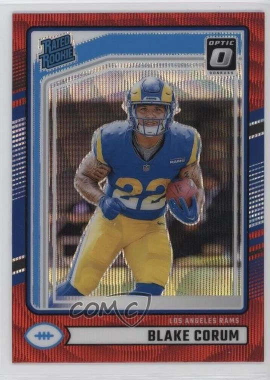 2024 Panini Donruss Rated Optic Preview Red Wave Prizm Blake Corum Rookie RC
