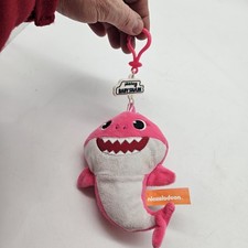 Pinkfong Baby Shark Pink Plush Zipper Coin Purse Backpack Clip Nickelodeon
