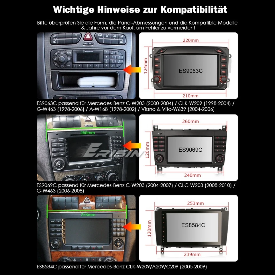 8+128GB Android 14 DAB+ Autoradio Navi Mercedes C/CLK/G/A Klasse W203 Viano Vito - Bild 4 von 4
