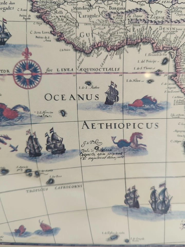 Framed Pair of Vintage Old World Maps Africa & Asia 17x13 Office Library READ - Image 3 of 4