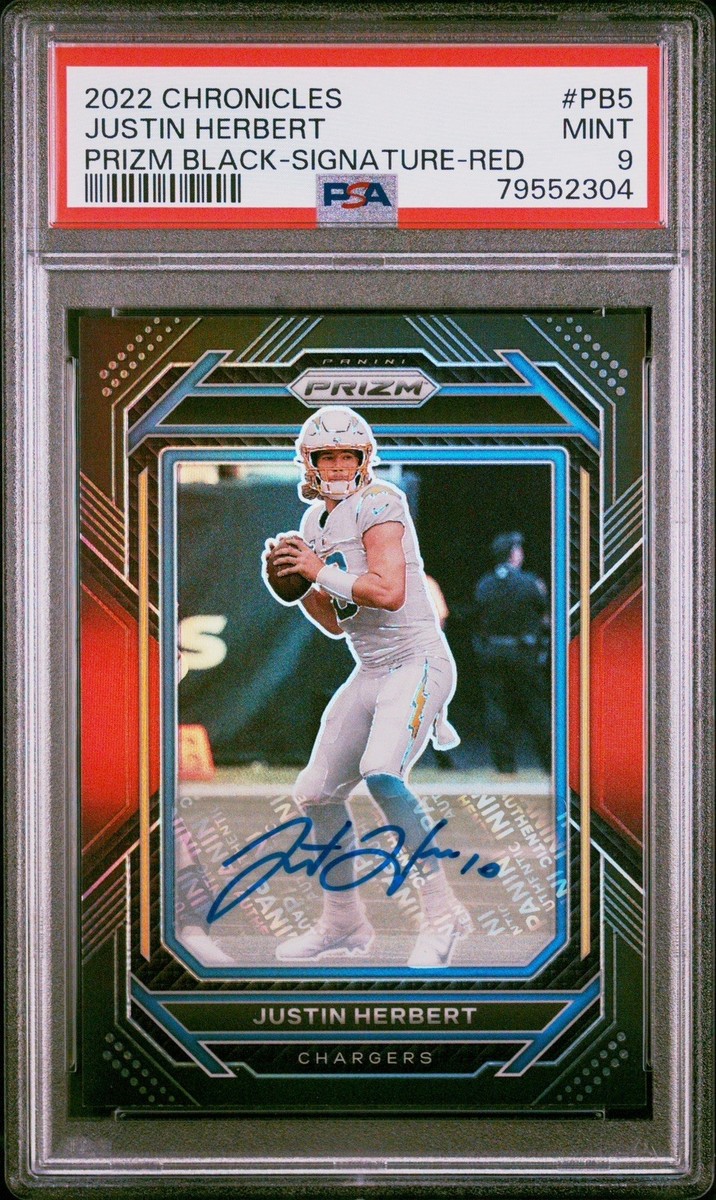 2022 Panini Chronicles - Prizm Black Justin Herbert #PB-5 Red