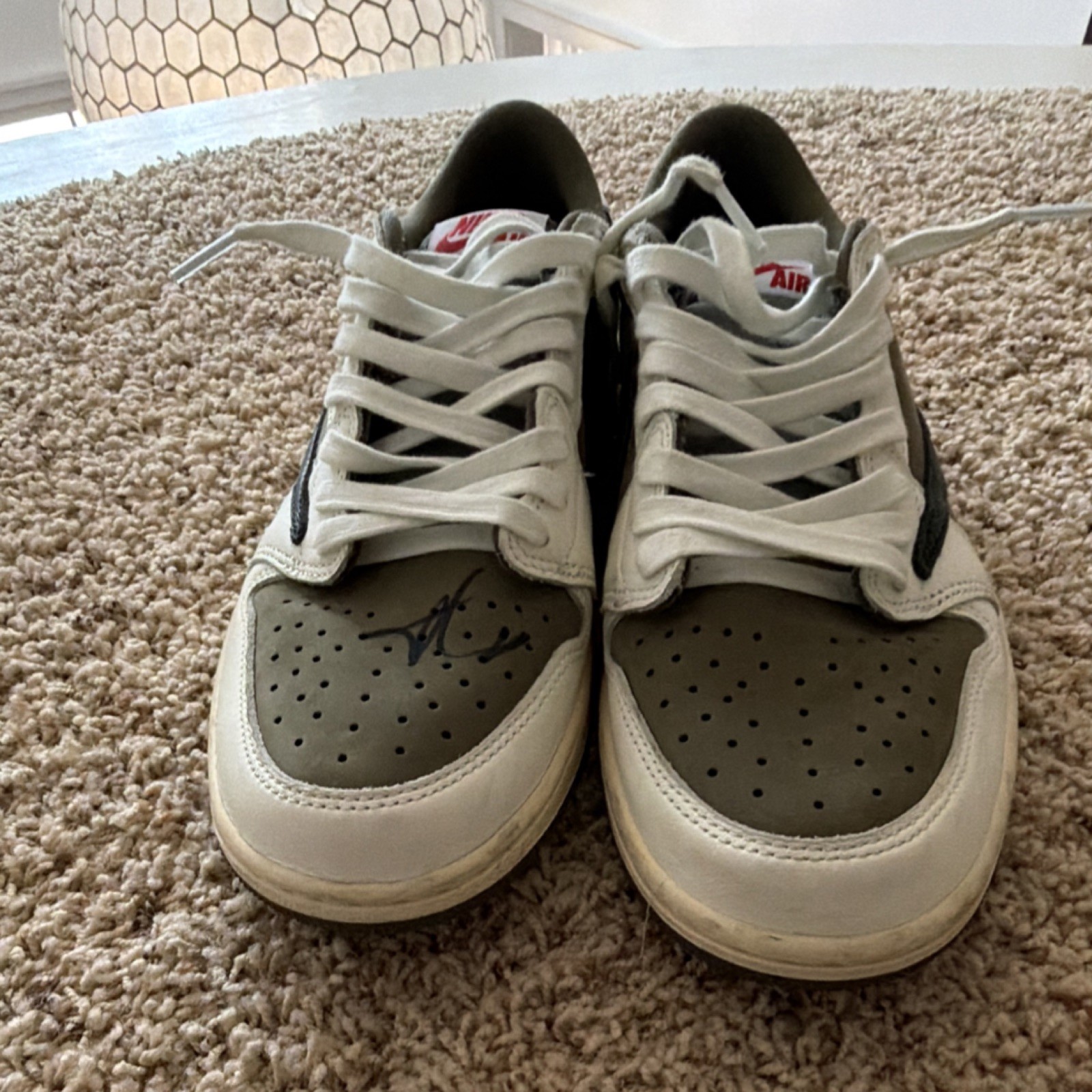 Nike Air Jordan 1 Low OG Travis Scott Olive Signed by Gary Payton the 2 thumbnail 3