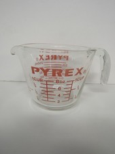 Vintage PYREX 508 1 Cup Red Lettering Glass Measuring Cup 8 oz Made in USA