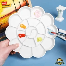 1pc 18 Wells Plastic Paint Palette Tray Reusable Flower Shape for Artists